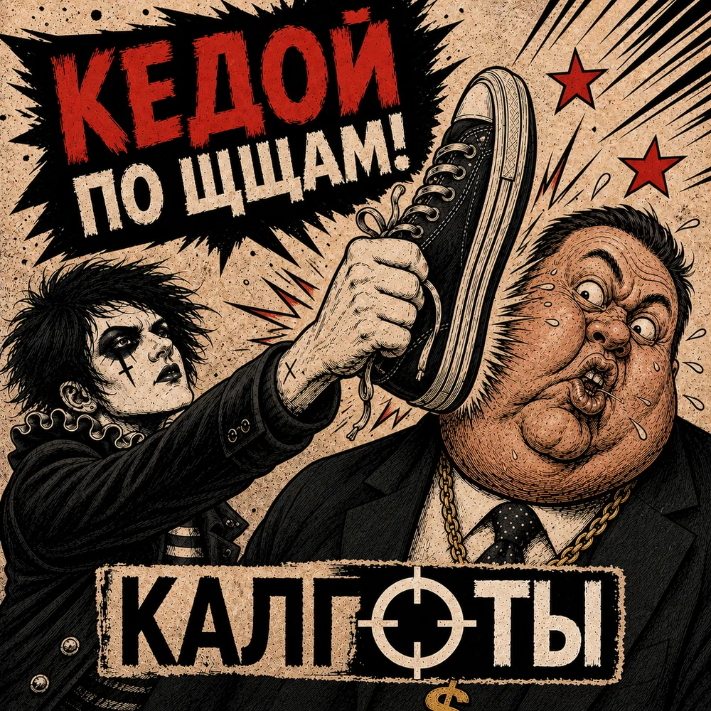 Обложка релиза «Кедой по щщам!» группы «Калготы»